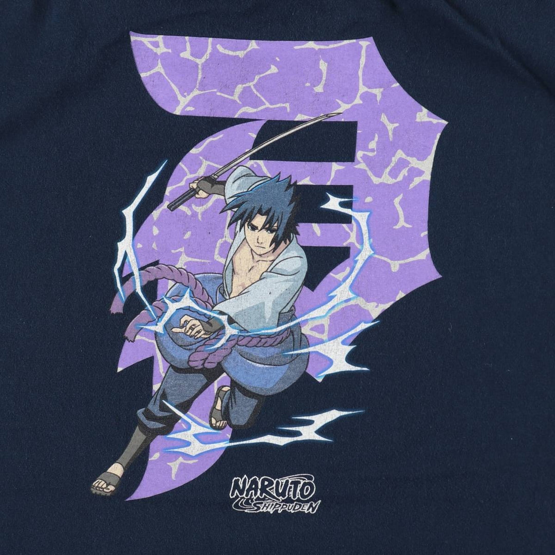 NARUTO SHIPPUDEN Naruto Shippuden Uchiha Sasuke Anime Character Print T-Shirt Men's XL cotton navy blue type Vintage Second Hand