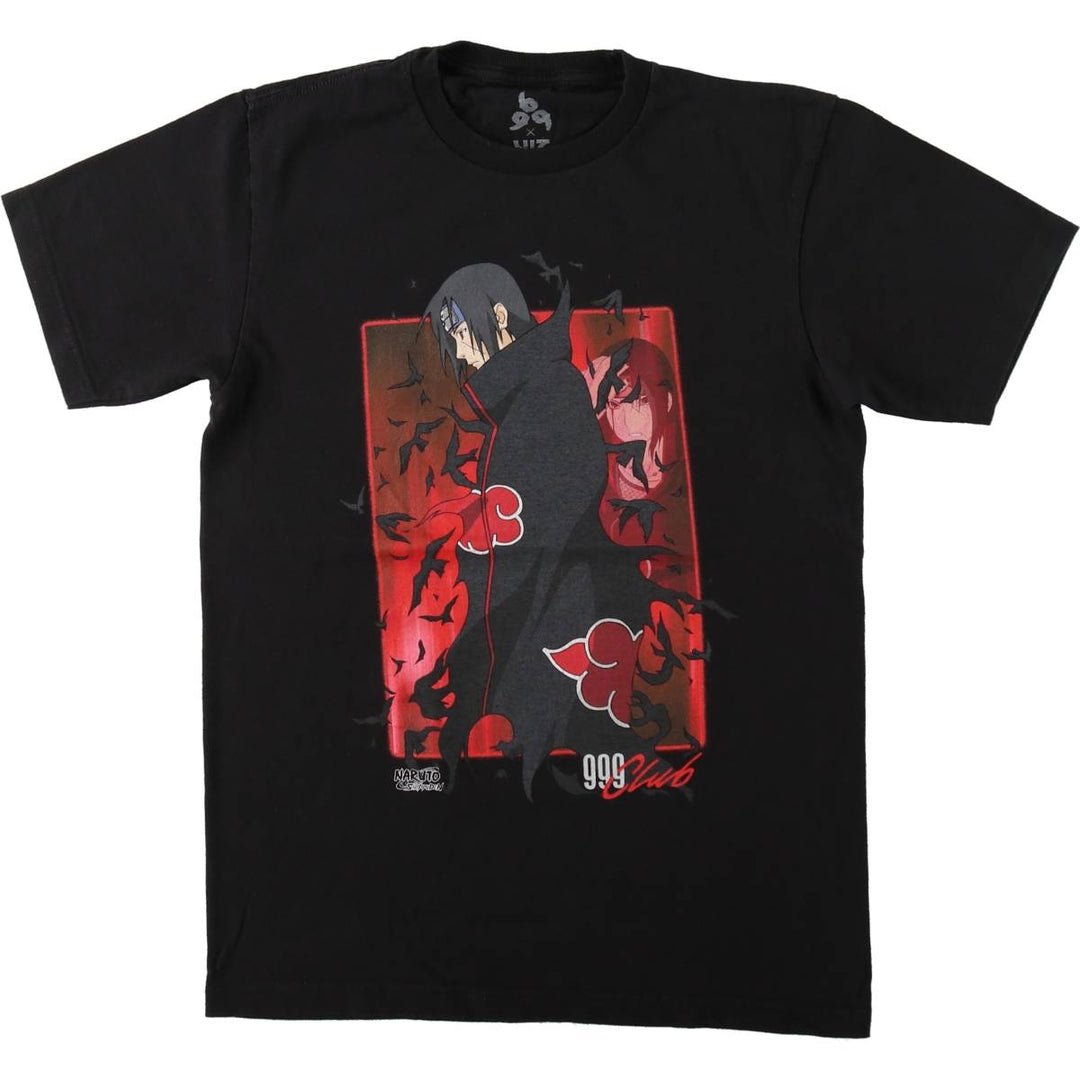 NARUTO SHIPPUDEN Naruto Shippuden Uchiha Itachi Anime Character Print T-Shirt Men's S Size cotton black type Vintage Second Hand