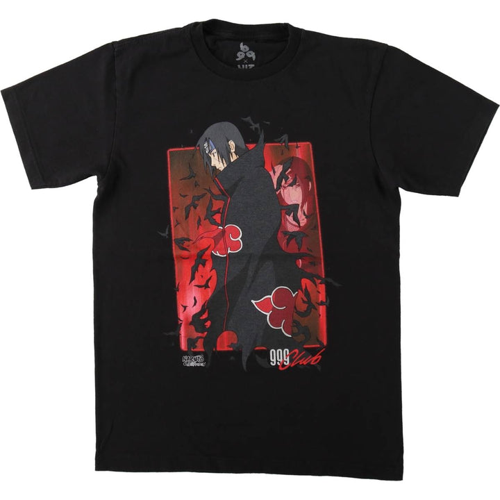 NARUTO SHIPPUDEN Naruto Shippuden Uchiha Itachi Anime Character Print T-Shirt Men's S Size cotton black type Vintage Second Hand