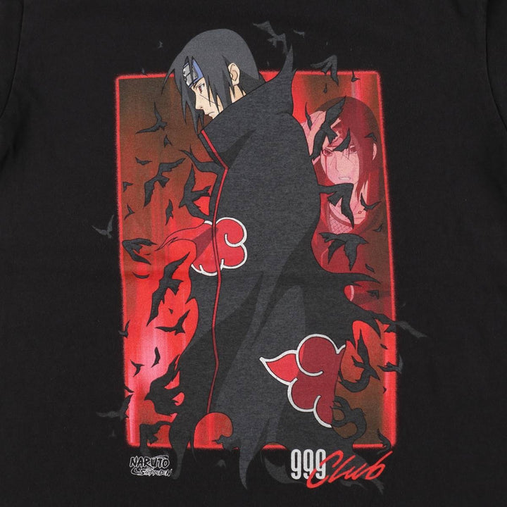 NARUTO SHIPPUDEN Naruto Shippuden Uchiha Itachi Anime Character Print T-Shirt Men's S Size cotton black type Vintage Second Hand