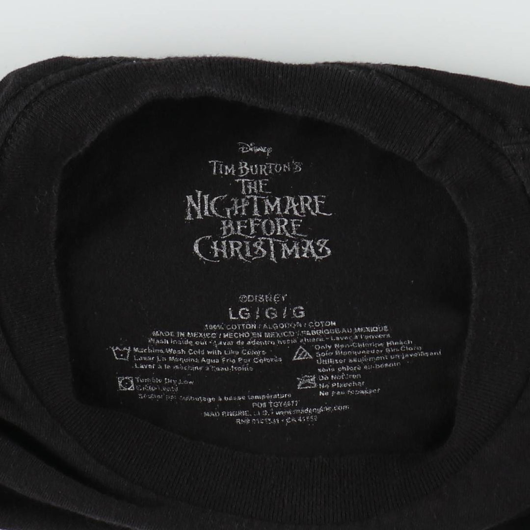 The Nightmare Before Christmas Character Print T-Shirt (Men's Size L) cotton black type Vintage Second Hand