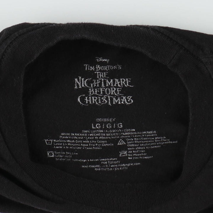 The Nightmare Before Christmas Character Print T-Shirt (Men's Size L) cotton black type Vintage Second Hand