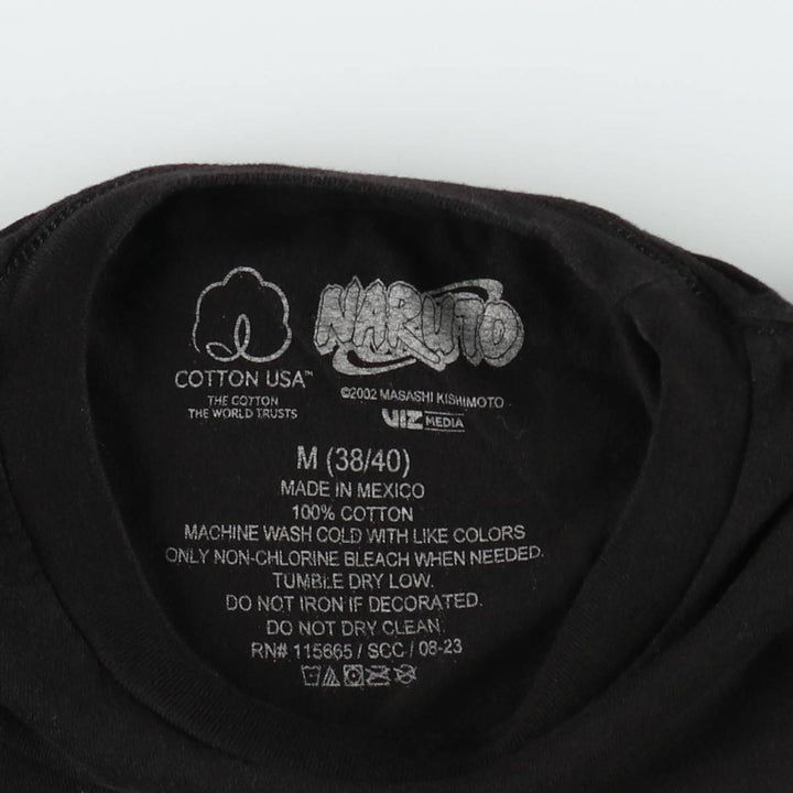NARUTO Anime Character Print T-Shirt Men's M Size cotton black type Vintage Second Hand