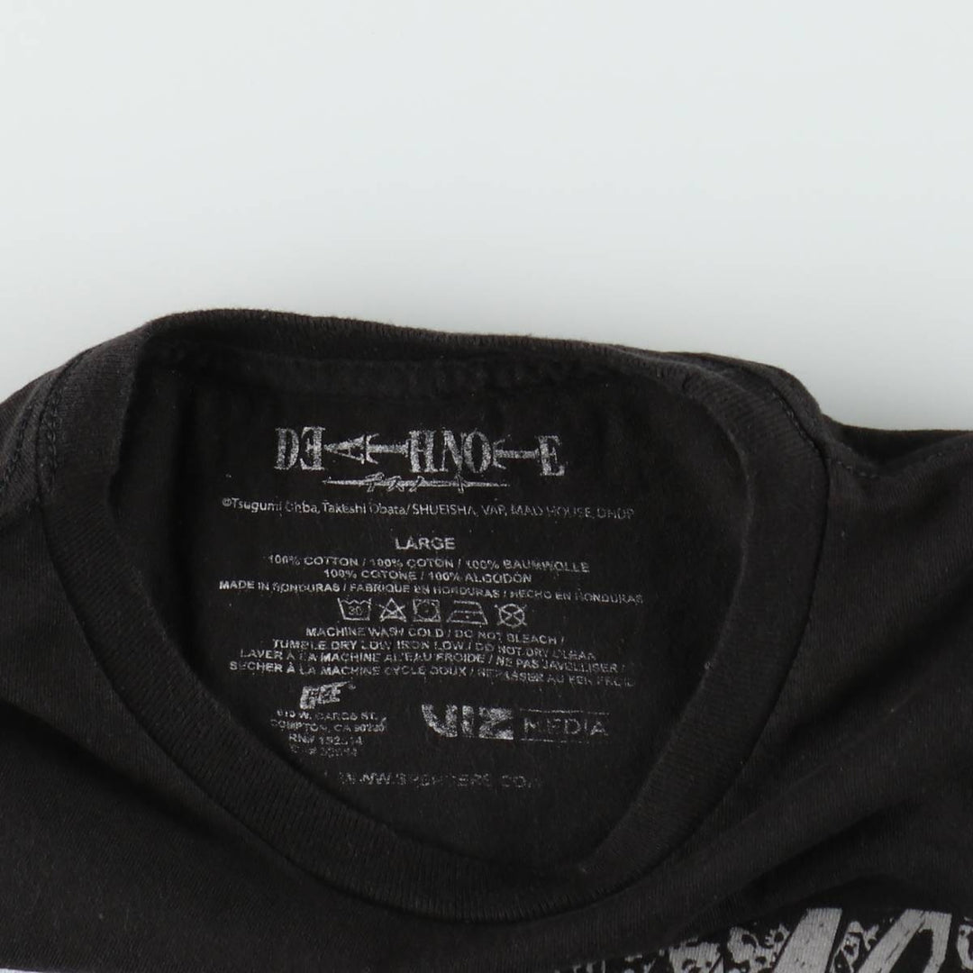 DEATH NOTE Anime Character Print T-Shirt Men's Size L cotton black type Vintage Second Hand