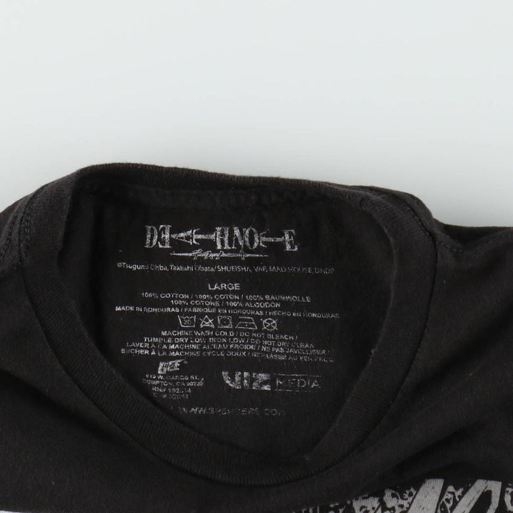 DEATH NOTE Anime Character Print T-Shirt Men's Size L cotton black type Vintage Second Hand