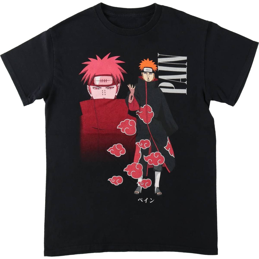 NARUTO SHIPPUDEN Pain Anime Character Print T-Shirt (Men's Size S) cotton black type Vintage Second Hand