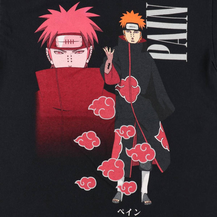 NARUTO SHIPPUDEN Pain Anime Character Print T-Shirt (Men's Size S) cotton black type Vintage Second Hand