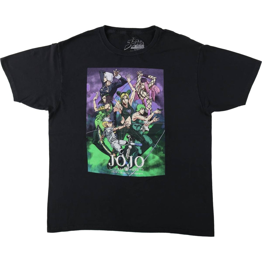 JoJo's Bizarre Adventure JoJo's Bizarre Adventure Anime Character Print T-Shirt Men's L size cotton black type Vintage Second Hand