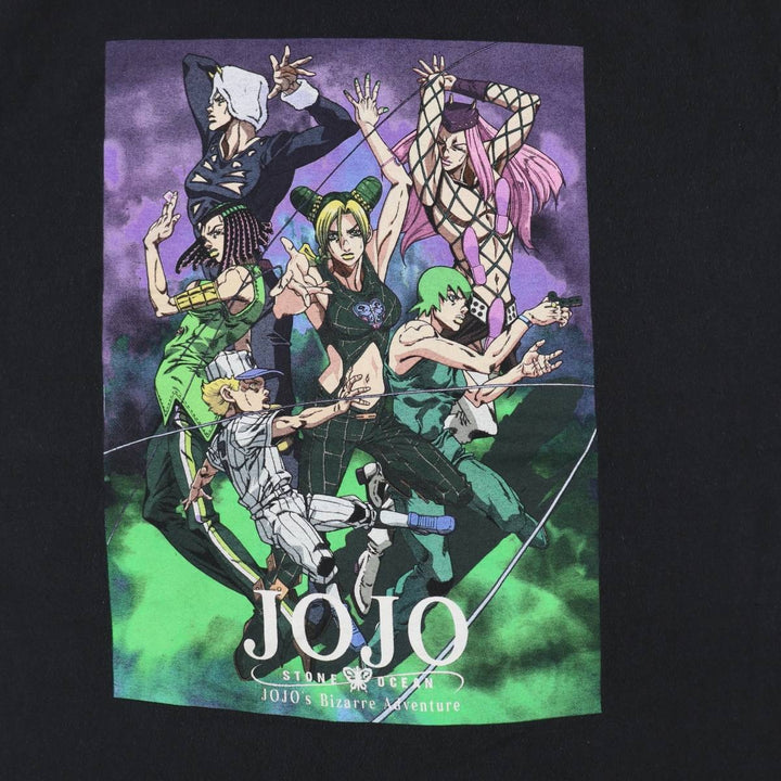 JoJo's Bizarre Adventure JoJo's Bizarre Adventure Anime Character Print T-Shirt Men's L size cotton black type Vintage Second Hand