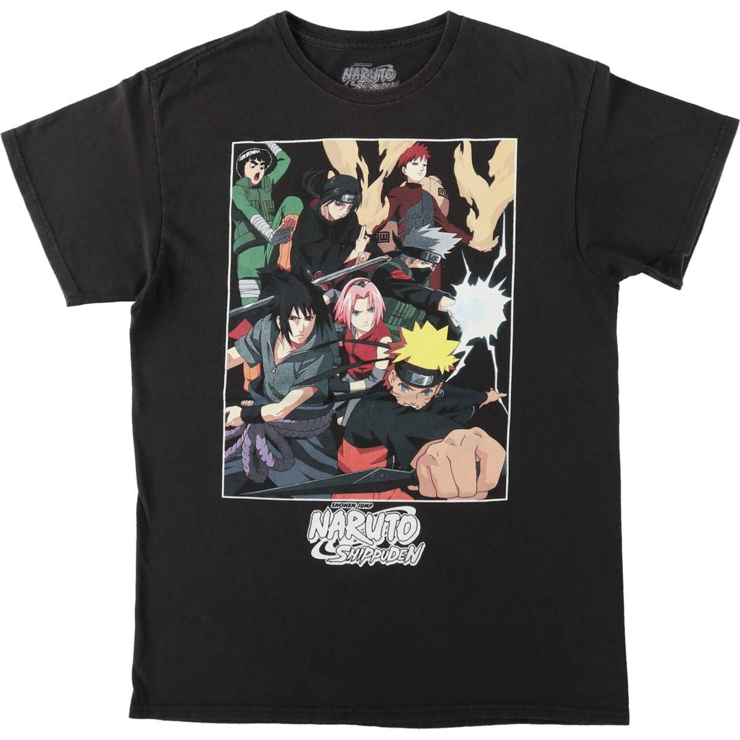 NARUTO SHIPPUDEN Naruto Shippuden Anime Character Print T-Shirt Men's M Size cotton black type Vintage Second Hand