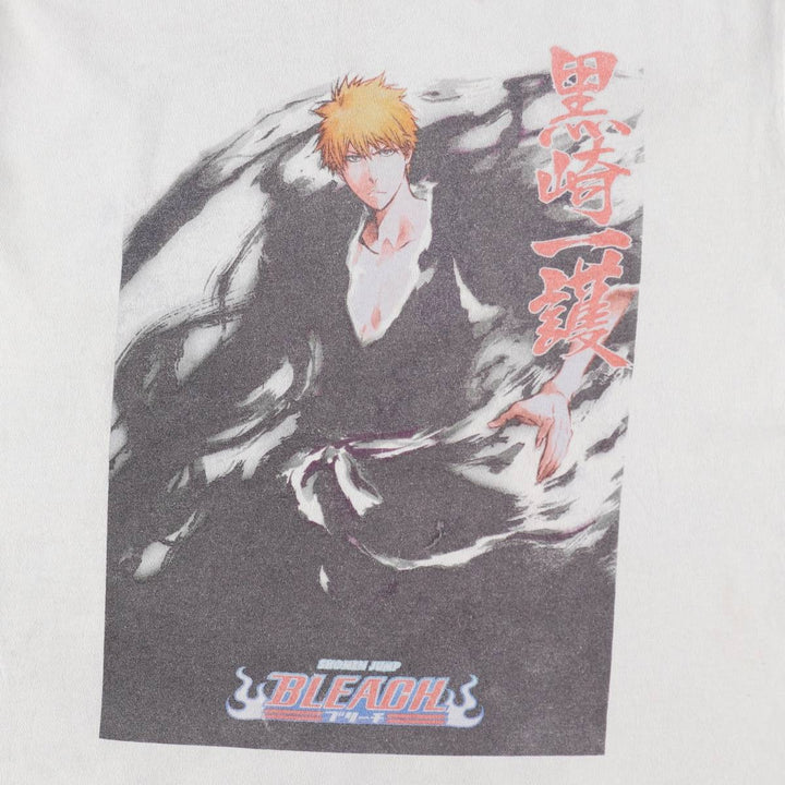 BLEACH Ichigo Kurosaki Anime Character Print T-Shirt Men's L size cotton gray type Vintage Second Hand