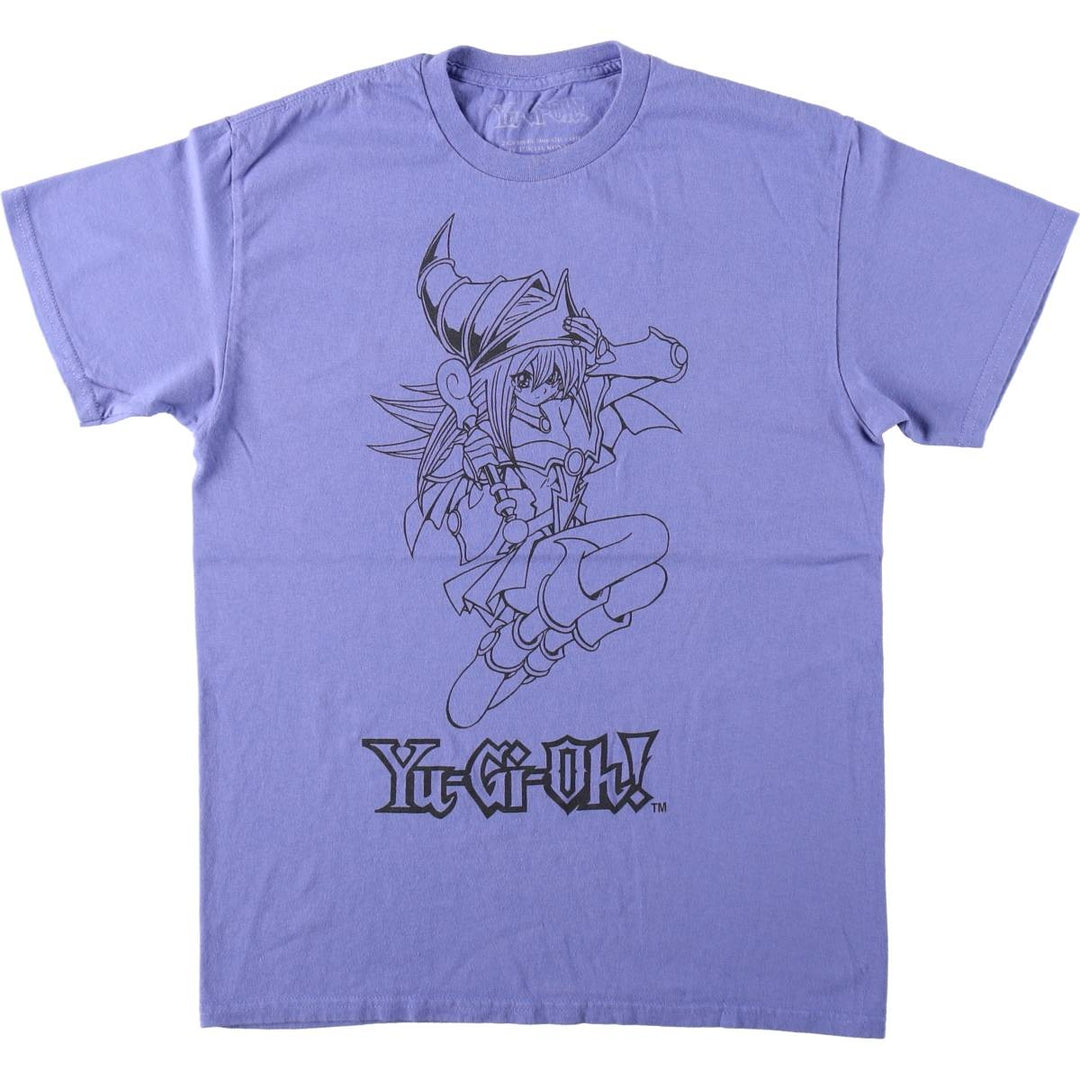 YU-GI-OH Black Magician Girl Anime Character Print T-Shirt (Men's Size M) cotton Purple type blue-purple Vintage Second Hand