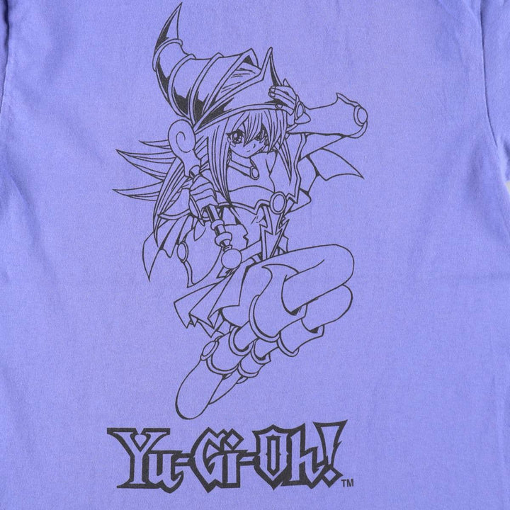 YU-GI-OH Black Magician Girl Anime Character Print T-Shirt (Men's Size M) cotton Purple type blue-purple Vintage Second Hand