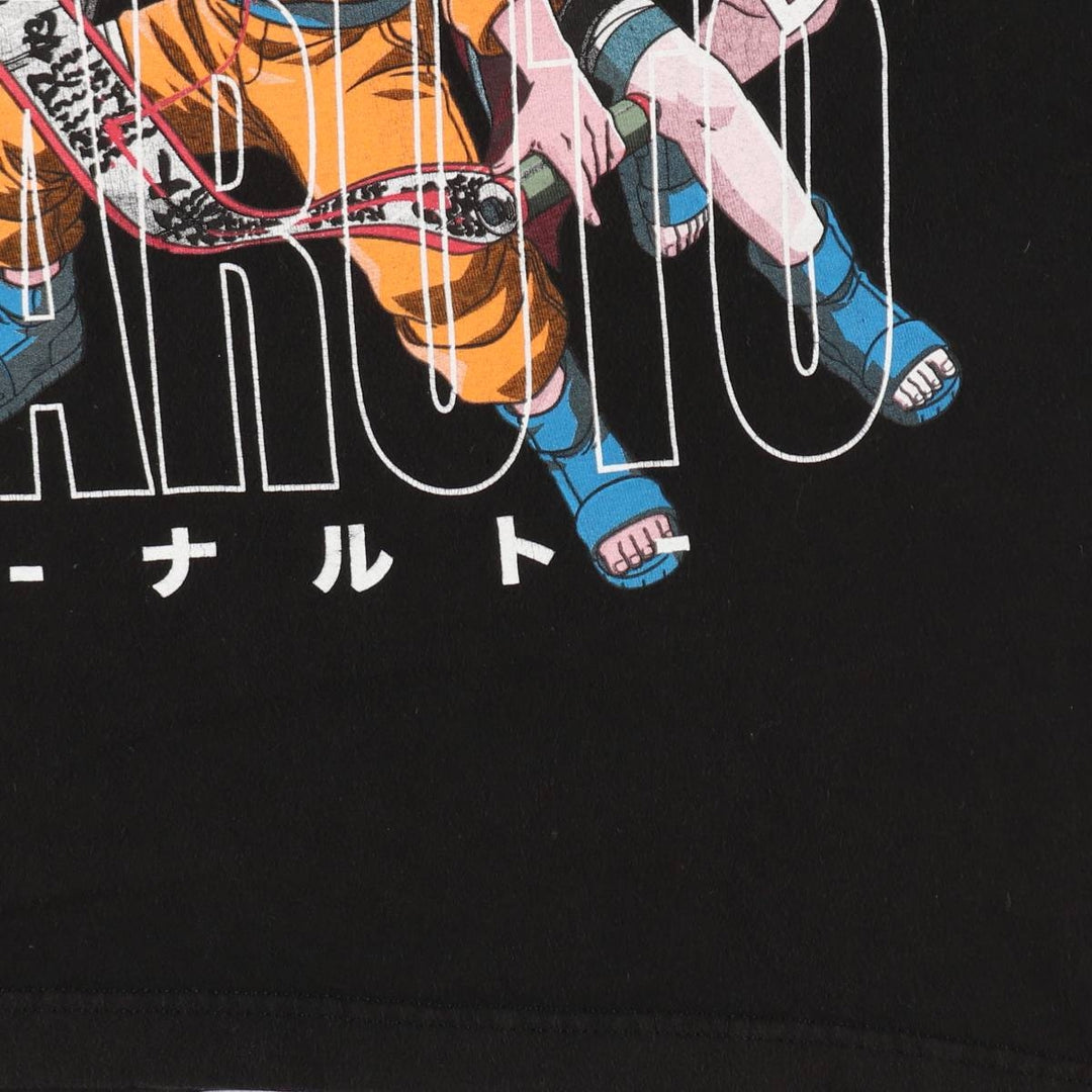 NARUTO Anime Character Print T-Shirt Men's M Size cotton black type Vintage Second Hand