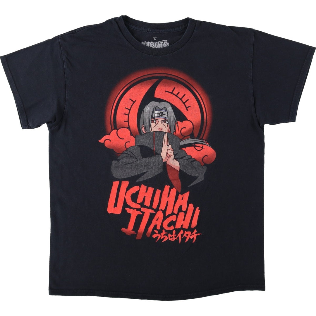 NARUTO SHIPPUDEN Naruto Shippuden Uchiha Itachi Anime Character Print T-Shirt Men's L size cotton black type Vintage Second Hand