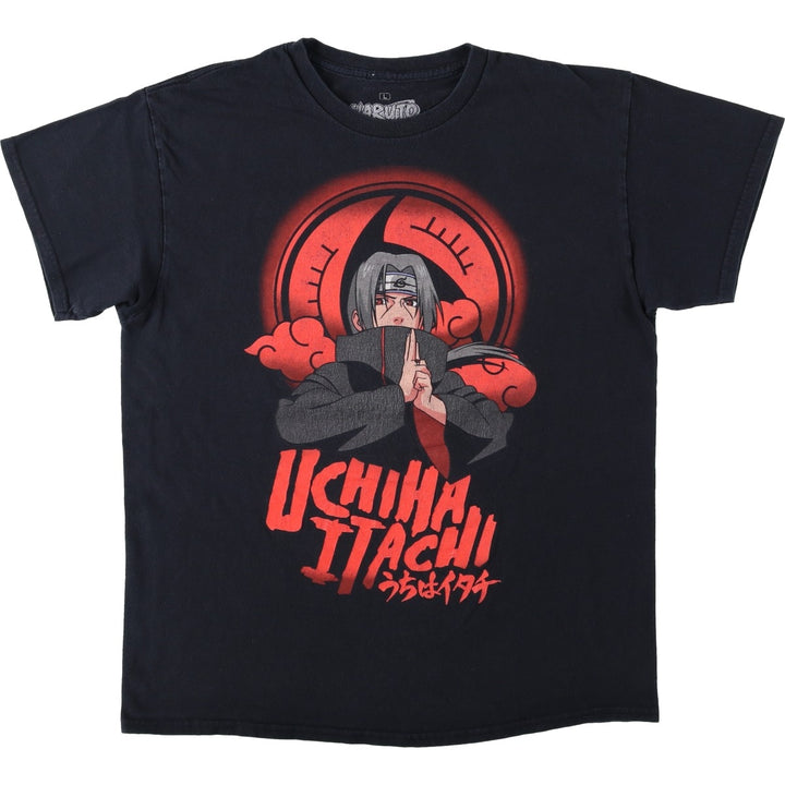 NARUTO SHIPPUDEN Naruto Shippuden Uchiha Itachi Anime Character Print T-Shirt Men's L size cotton black type Vintage Second Hand