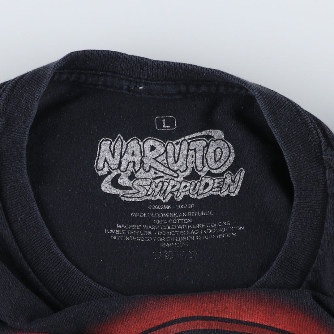 NARUTO SHIPPUDEN Naruto Shippuden Uchiha Itachi Anime Character Print T-Shirt Men's L size cotton black type Vintage Second Hand