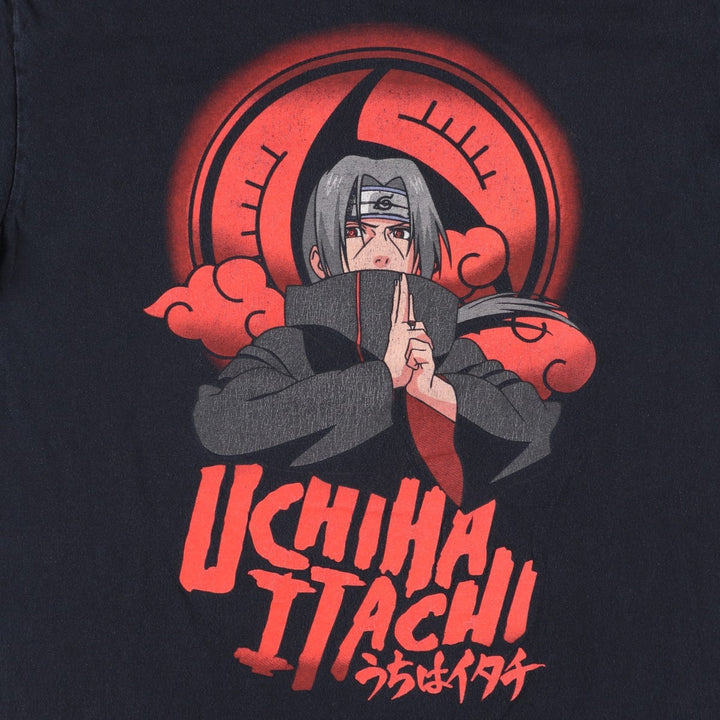NARUTO SHIPPUDEN Naruto Shippuden Uchiha Itachi Anime Character Print T-Shirt Men's L size cotton black type Vintage Second Hand