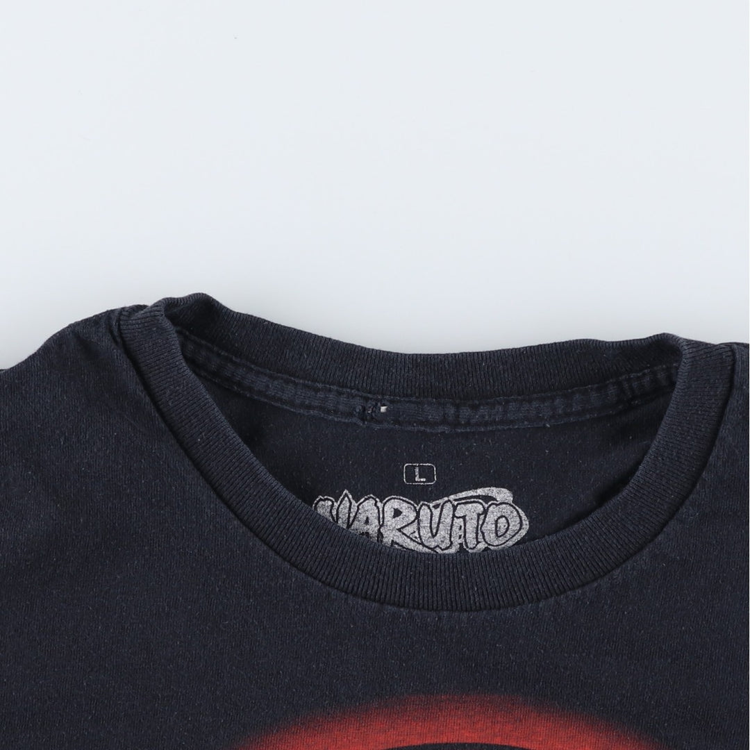 NARUTO SHIPPUDEN Naruto Shippuden Uchiha Itachi Anime Character Print T-Shirt Men's L size cotton black type Vintage Second Hand
