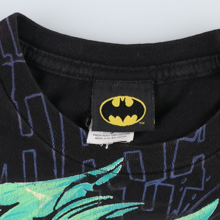 BAT MAN Joker Large Print Character T-Shirt (Men's Size S) cotton black type Vintage Second Hand