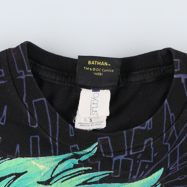 BAT MAN Joker Large Print Character T-Shirt (Men's Size S) cotton black type Vintage Second Hand