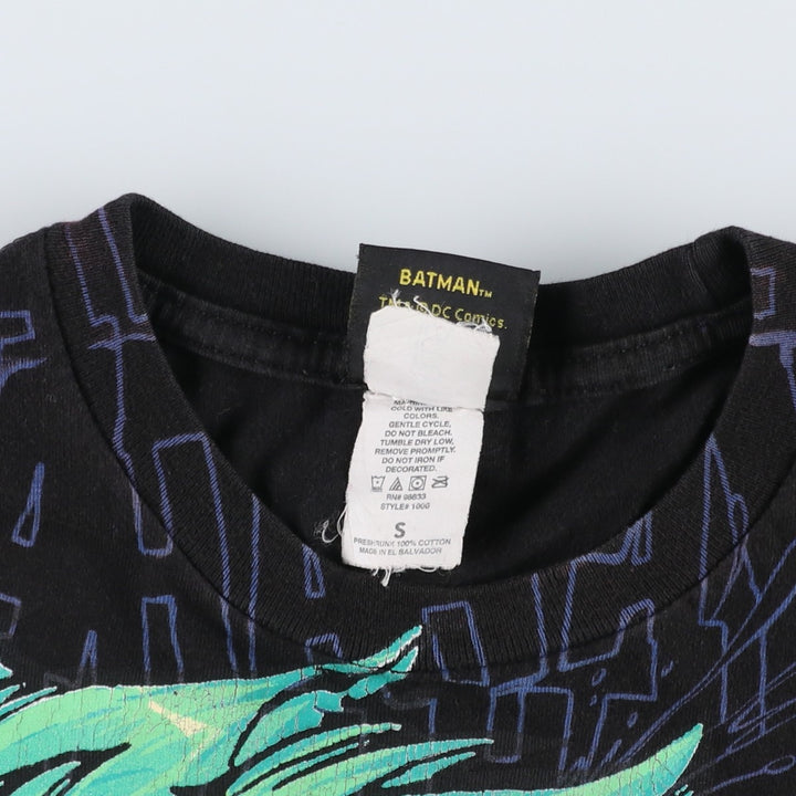 BAT MAN Joker Large Print Character T-Shirt (Men's Size S) cotton black type Vintage Second Hand