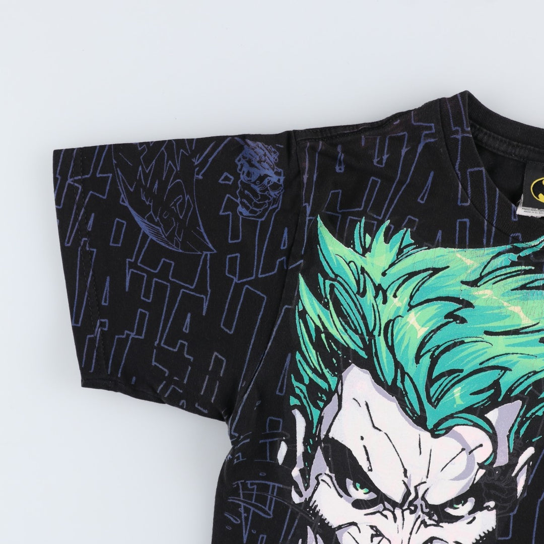 BAT MAN Joker Large Print Character T-Shirt (Men's Size S) cotton black type Vintage Second Hand