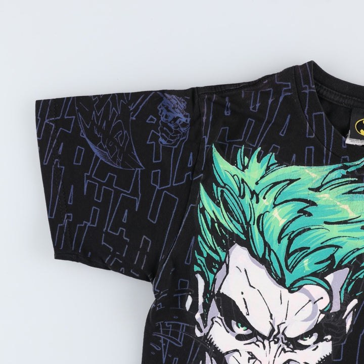 BAT MAN Joker Large Print Character T-Shirt (Men's Size S) cotton black type Vintage Second Hand