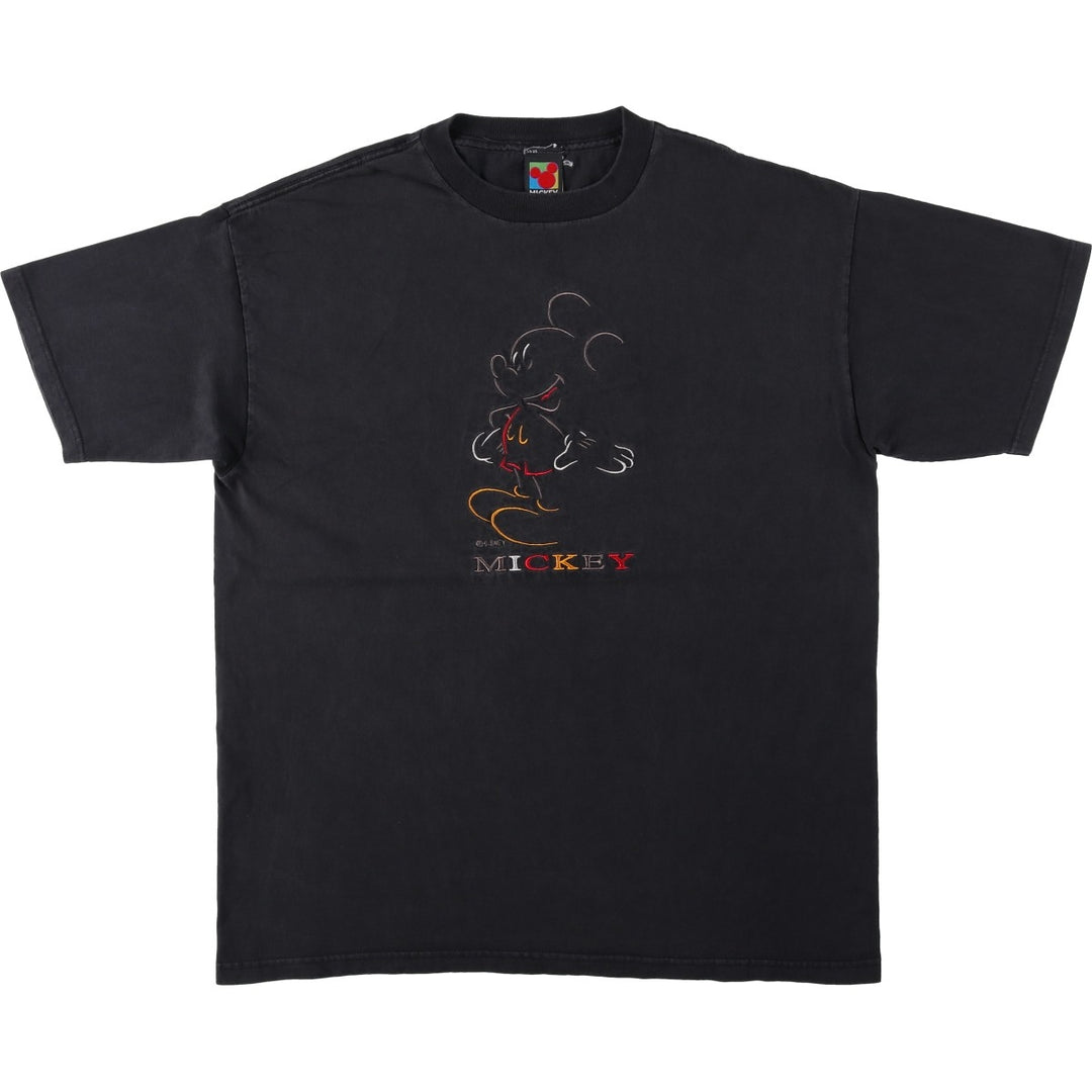 90s-00'S Mickey Unlimited MICKEY MOUSE Character Print T-Shirt, Made in USA, Men's XL equivalent, Vintage cotton black type Vintage Second Hand