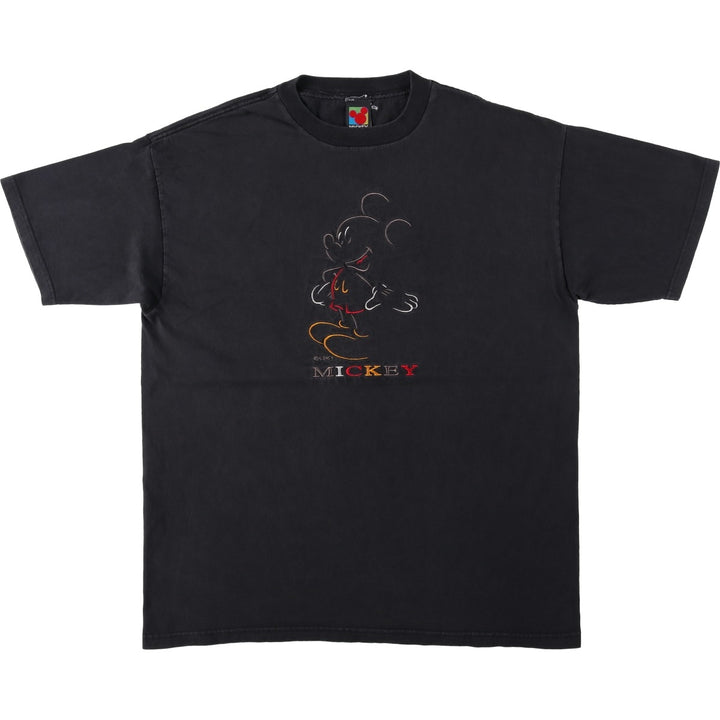 90s-00'S Mickey Unlimited MICKEY MOUSE Character Print T-Shirt, Made in USA, Men's XL equivalent, Vintage cotton black type Vintage Second Hand