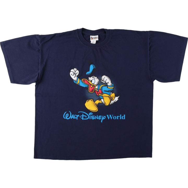 90s-00'S Walt Disney World Donald Duck Character Print T-Shirt, Men's XL (approx.) Vintage cotton navy blue type Vintage Second Hand