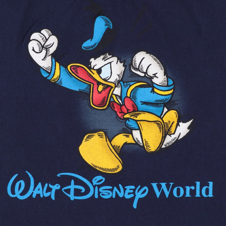 90s-00'S Walt Disney World Donald Duck Character Print T-Shirt, Men's XL (approx.) Vintage cotton navy blue type Vintage Second Hand