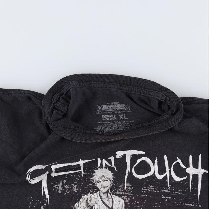 BLEACH Kurosaki Ichigo Shiro Ichigo Anime Character Print T-Shirt Men's XL (approx.) cotton black type Vintage Second Hand