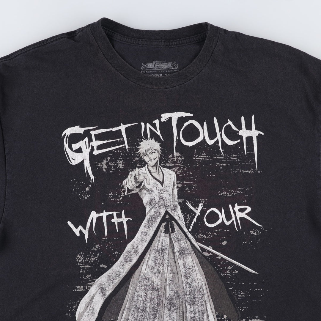 BLEACH Kurosaki Ichigo Shiro Ichigo Anime Character Print T-Shirt Men's XL (approx.) cotton black type Vintage Second Hand