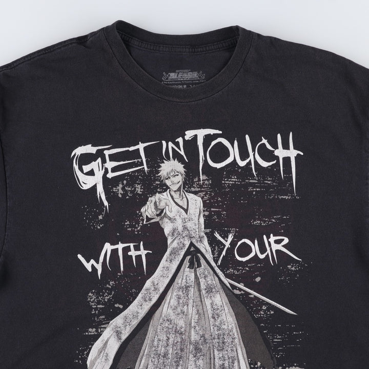 BLEACH Kurosaki Ichigo Shiro Ichigo Anime Character Print T-Shirt Men's XL (approx.) cotton black type Vintage Second Hand