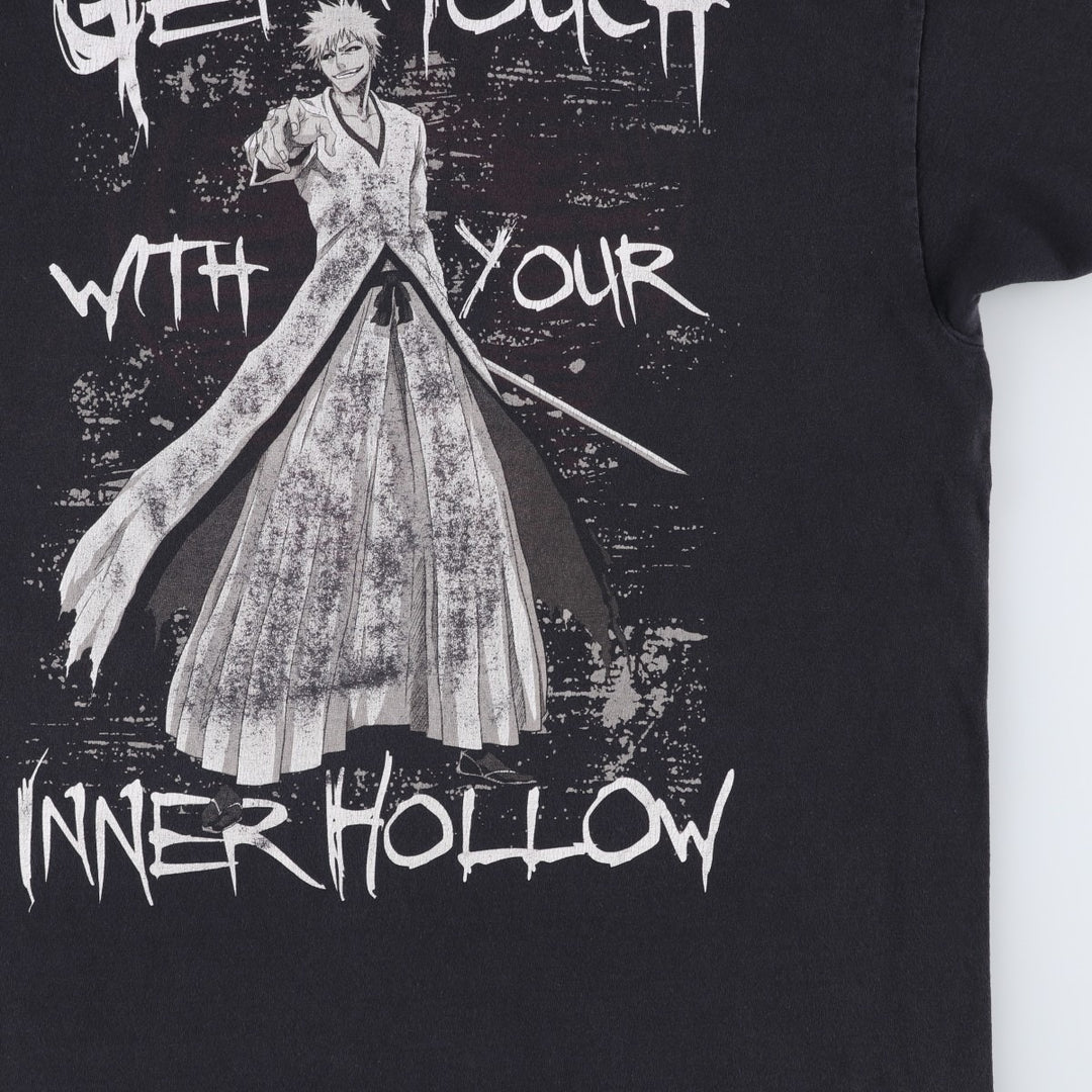 BLEACH Kurosaki Ichigo Shiro Ichigo Anime Character Print T-Shirt Men's XL (approx.) cotton black type Vintage Second Hand