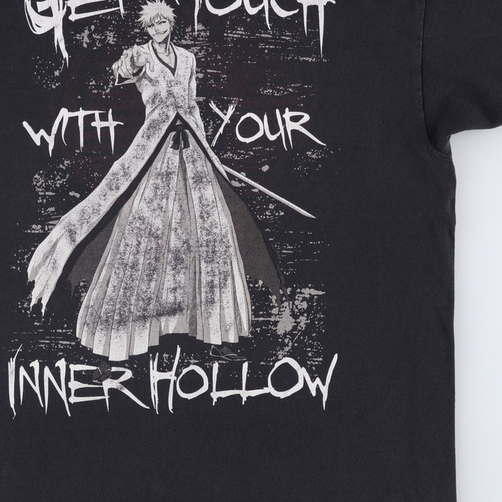 BLEACH Kurosaki Ichigo Shiro Ichigo Anime Character Print T-Shirt Men's XL (approx.) cotton black type Vintage Second Hand