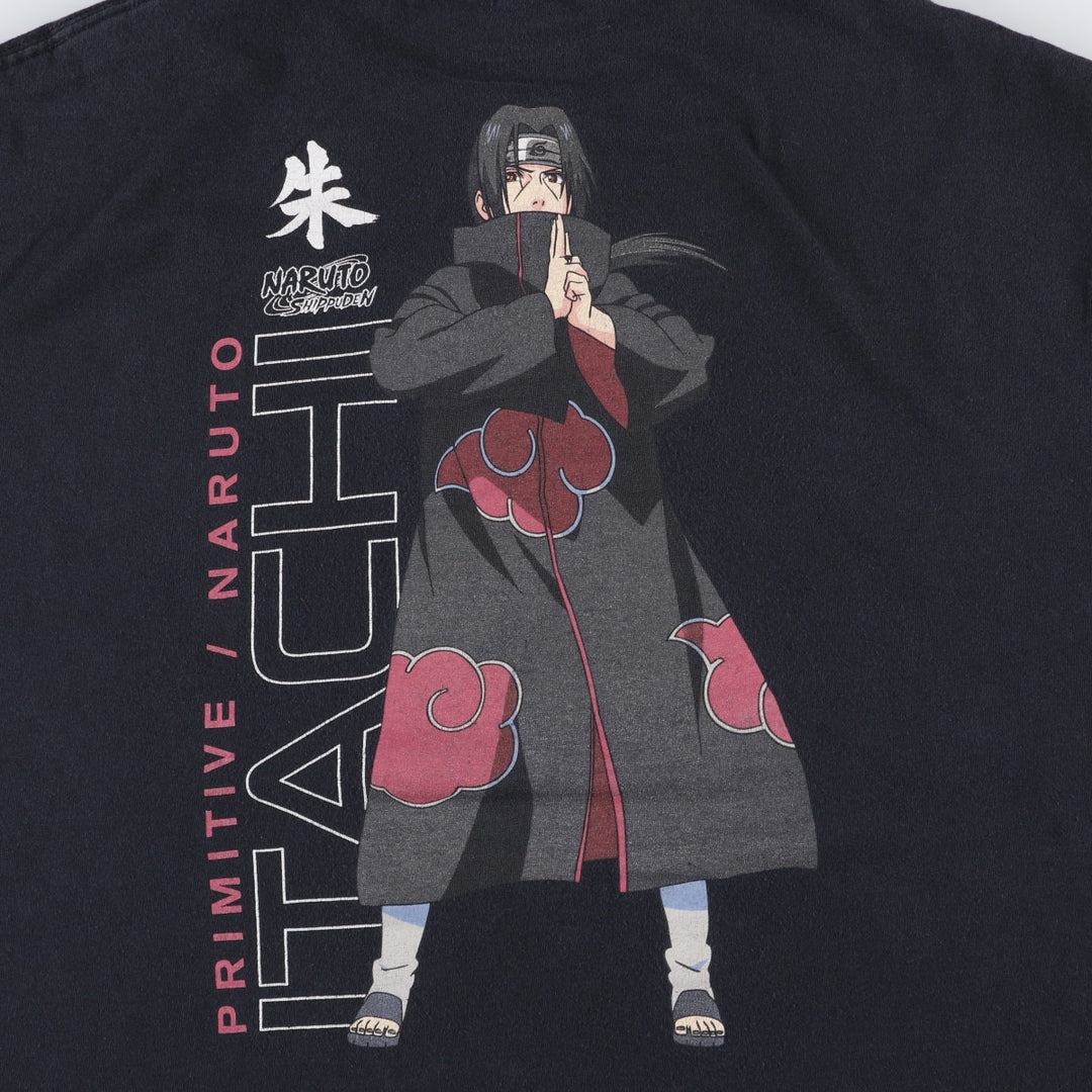 NARUTO SHIPPUDEN Naruto Shippuden Uchiha Itachi Anime Character Print T-Shirt Men's XL cotton black type Vintage Second Hand
