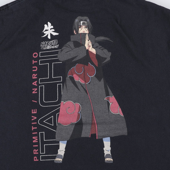 NARUTO SHIPPUDEN Naruto Shippuden Uchiha Itachi Anime Character Print T-Shirt Men's XL cotton black type Vintage Second Hand