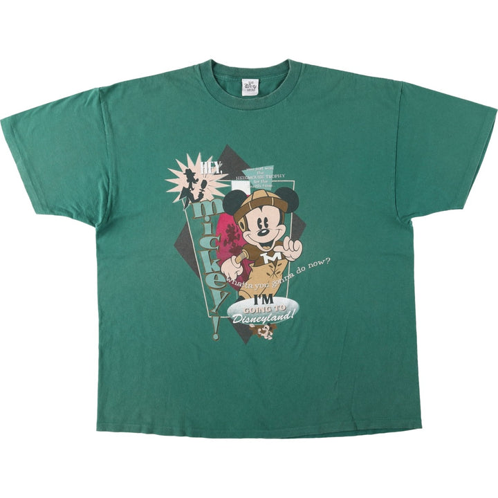 90'S The Disney Store MICKEY MOUSE Character Print T-Shirt, Men's XL (approx.), Vintage cotton green type Vintage Second Hand