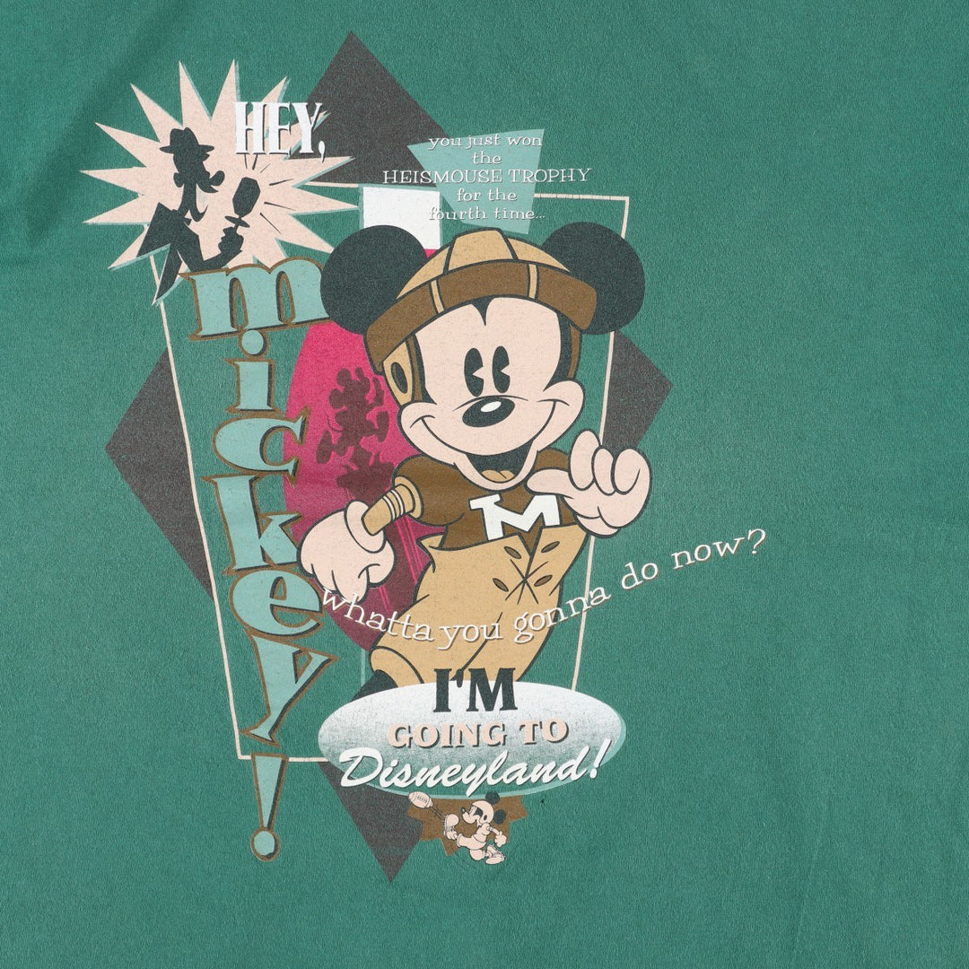 90'S The Disney Store MICKEY MOUSE Character Print T-Shirt, Men's XL (approx.), Vintage cotton green type Vintage Second Hand