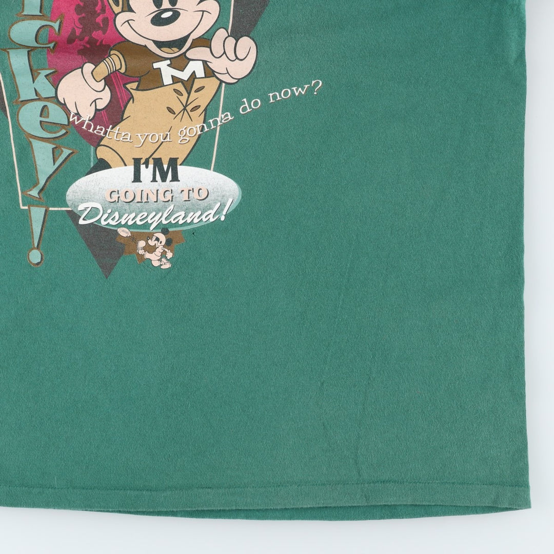90'S The Disney Store MICKEY MOUSE Character Print T-Shirt, Men's XL (approx.), Vintage cotton green type Vintage Second Hand