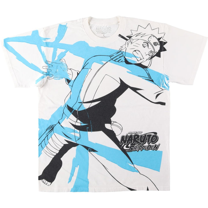 NARUTO SHIPPUDEN Naruto Uzumaki Large Print Anime Character T-Shirt Men's Size L (approx.) cotton white type Vintage Second Hand