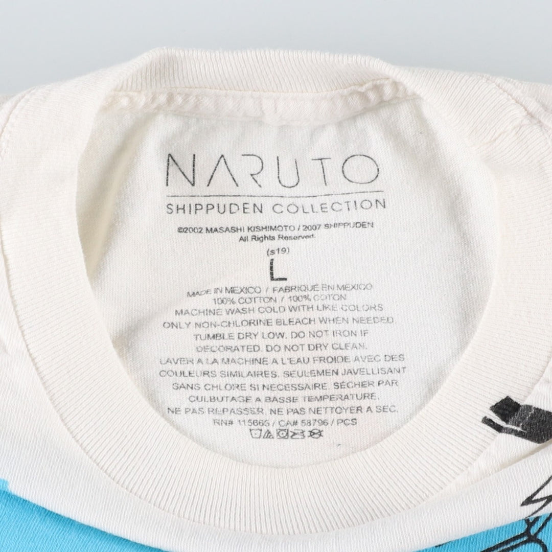 NARUTO SHIPPUDEN Naruto Uzumaki Large Print Anime Character T-Shirt Men's Size L (approx.) cotton white type Vintage Second Hand