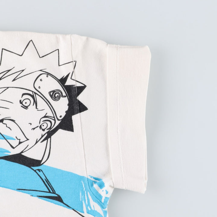 NARUTO SHIPPUDEN Naruto Uzumaki Large Print Anime Character T-Shirt Men's Size L (approx.) cotton white type Vintage Second Hand