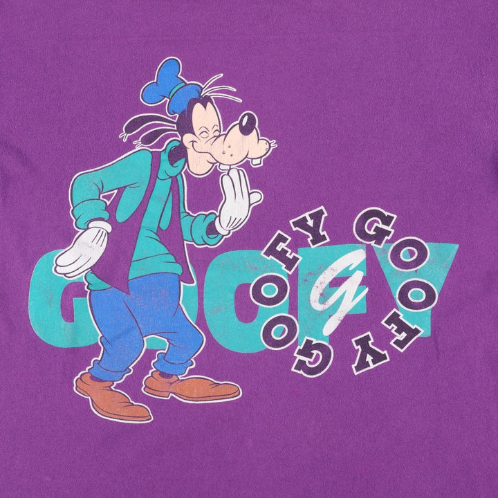 90'S Disney Originals Goofy character print T-shirt, Made in USA, Men's size L equivalent, Vintage cotton purple type Vintage Second Hand