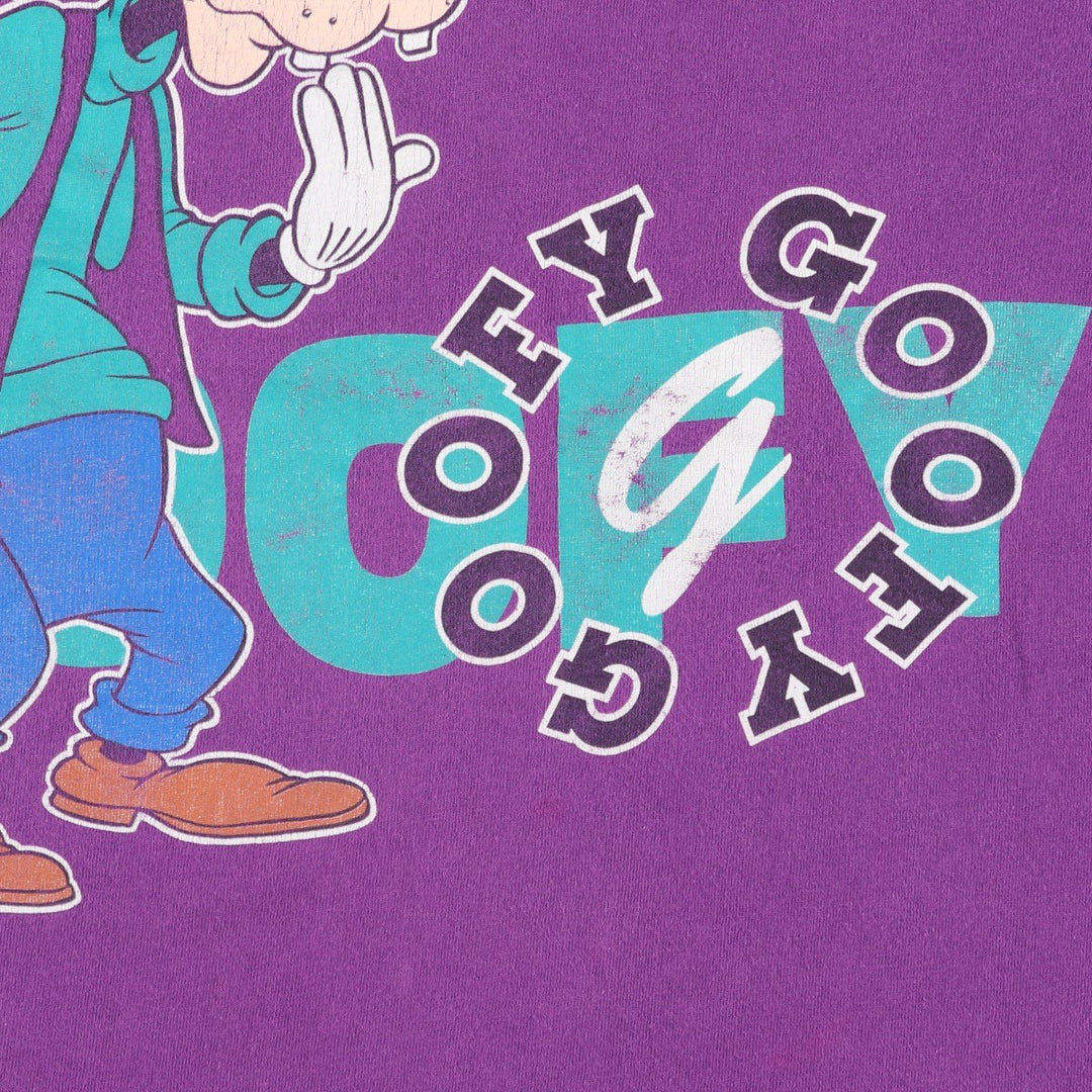 90'S Disney Originals Goofy character print T-shirt, Made in USA, Men's size L equivalent, Vintage cotton purple type Vintage Second Hand