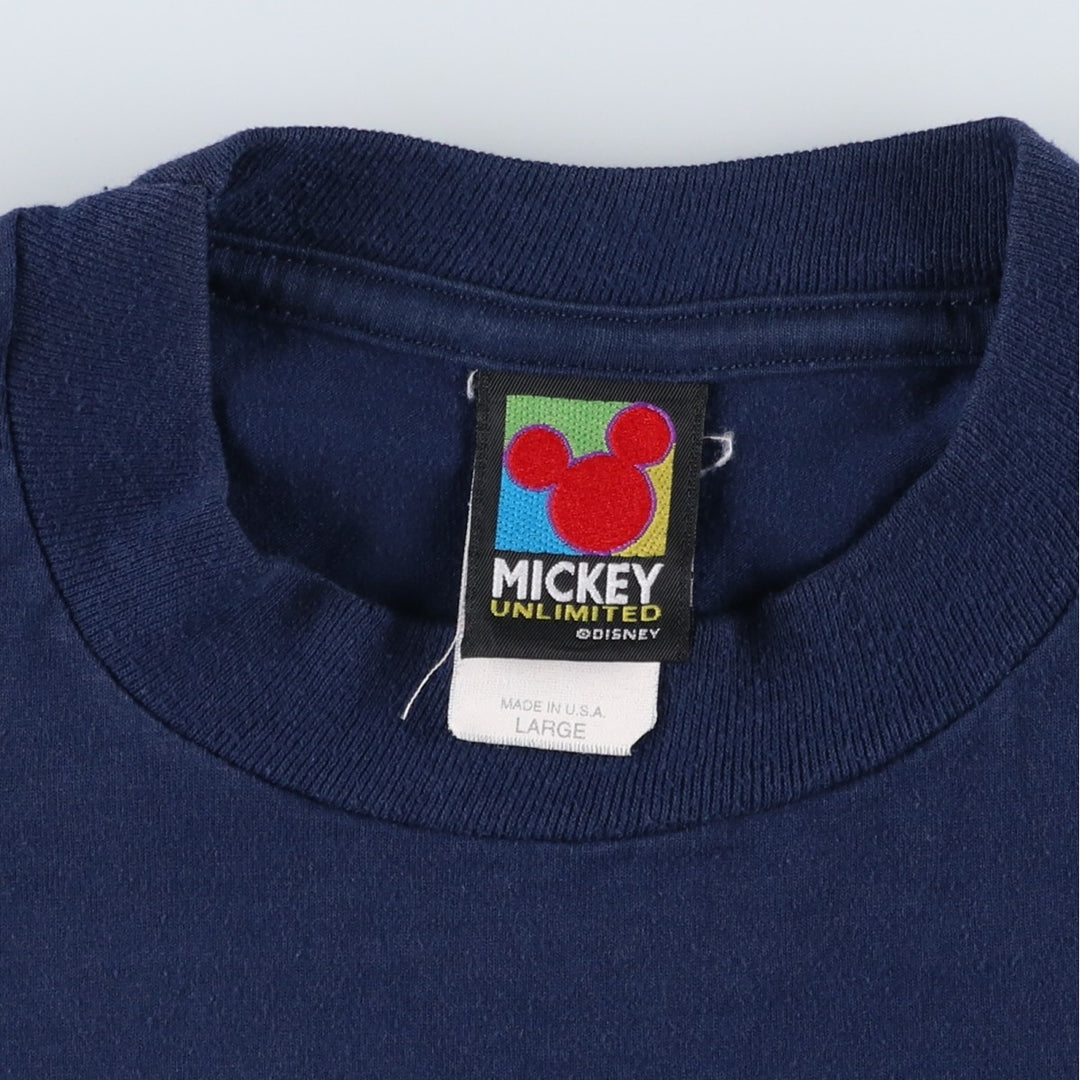 90'S MICKEY UNLIMITED GOOFY character print T-shirt, Made in USA, Men's size L equivalent, Vintage cotton navy blue type Vintage Second Hand