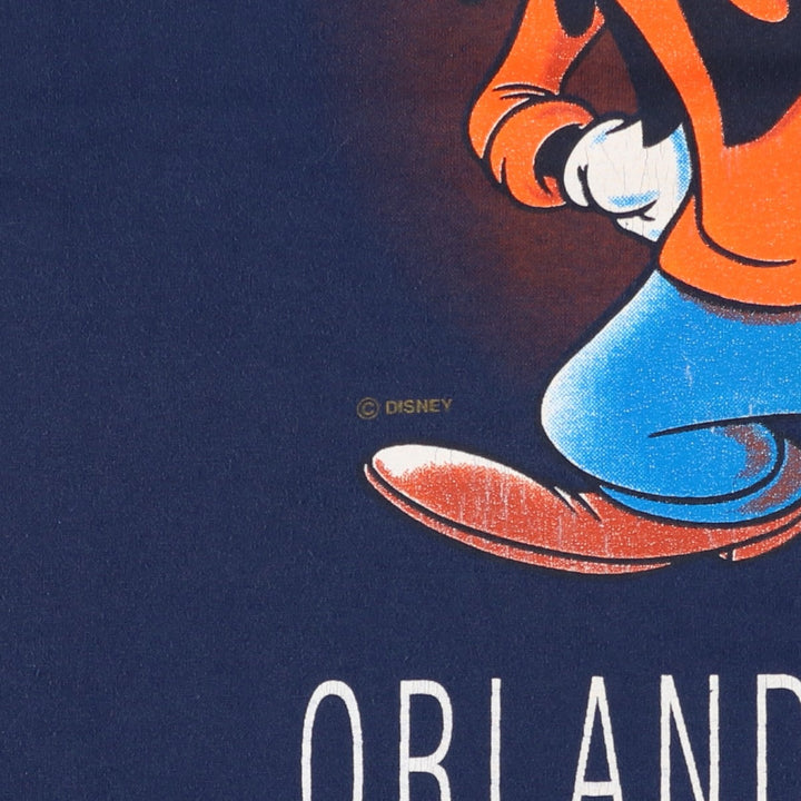 90'S MICKEY UNLIMITED GOOFY character print T-shirt, Made in USA, Men's size L equivalent, Vintage cotton navy blue type Vintage Second Hand