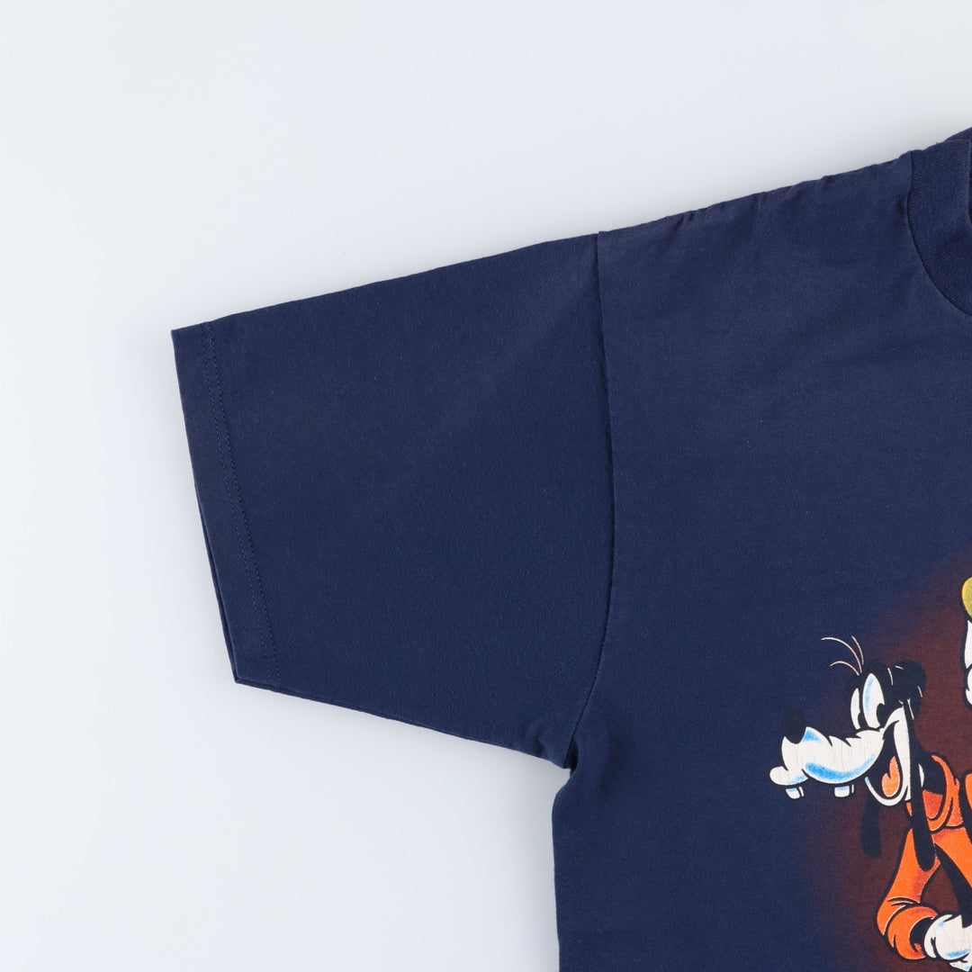 90'S MICKEY UNLIMITED GOOFY character print T-shirt, Made in USA, Men's size L equivalent, Vintage cotton navy blue type Vintage Second Hand